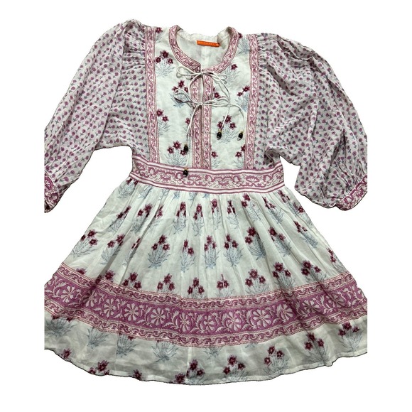 Oliphant Other - Oliphant Women's S Tie Front Balloon Sleeve Mini Dress in Indica Pink